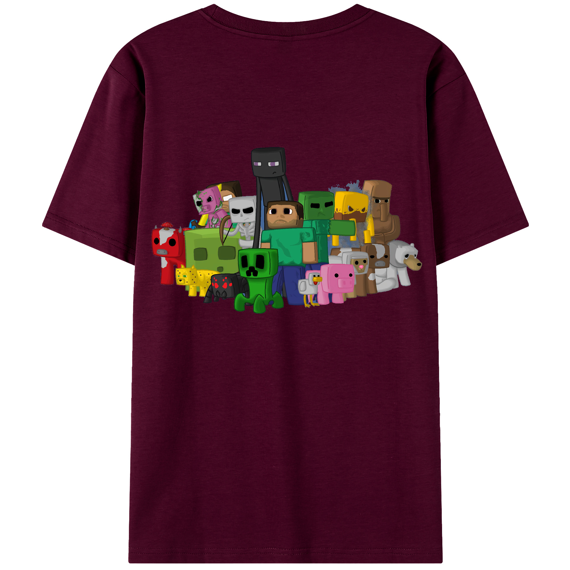 （画像用） マインクラフト ブロックの世界 Minecraft MC Block world レディース半袖Tシャツ(バックプリント)